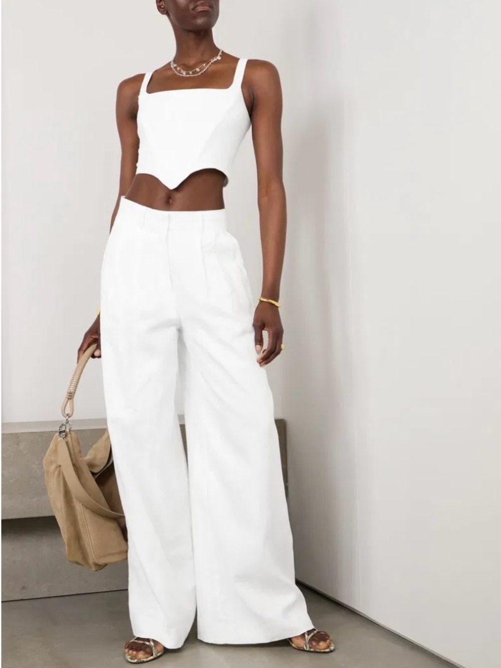 STAUD Vaga Linen White Corset Top NWT Size 0 - Picture 3 of 15